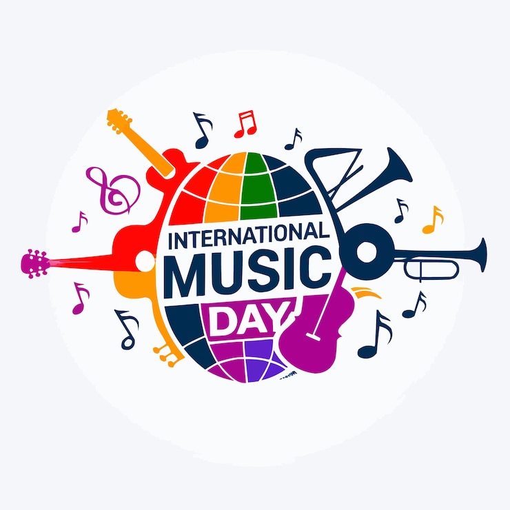 Vecteur célébration de la journée internationale de la musique pour un post sur les médias sociaux ou une bannière sur fond blanc