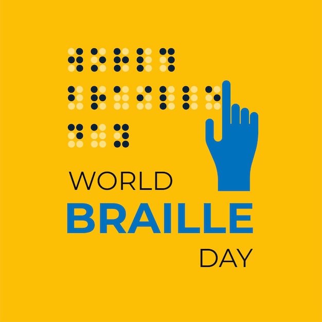 Célébration De La Journée Mondiale Du Braille (4 Janvier) Sur Fond Jaune