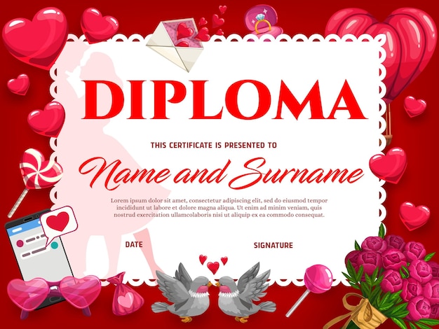 Célébration de mariage ou diplôme de la Saint-Valentin