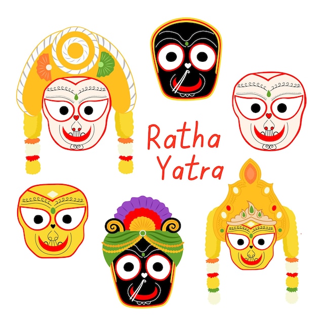 Célébration Des Vacances De Ratha Yatra Pour Lord Jagannath Balabhadra Et Subhadra Vector Illustration