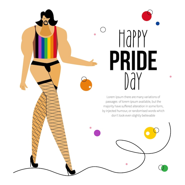 Vecteur les célébrations de l'homme lgbtq happy pride day défilé lgbt ont un t-shirt arc-en-ciel