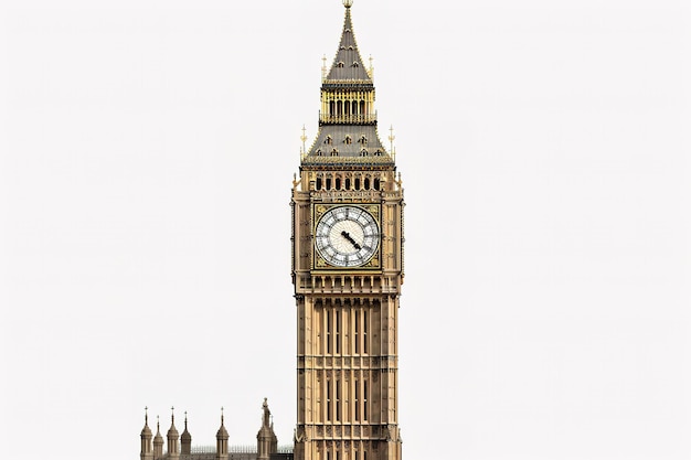 Vecteur célèbre tour de l'horloge britannique big ben isolée sur blanc