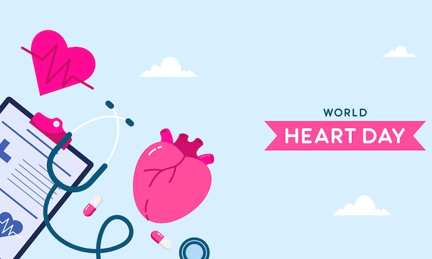 Célébrez La Sensibilisation Annuelle à L'illustration Vectorielle De La Journée Mondiale Du Cœur