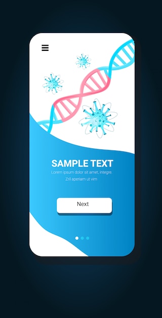 Vecteur cellule moléculaire virus de la grippe flottante wuhan coronavirus pandémie risque médical santé écran smartphone application mobile verticale