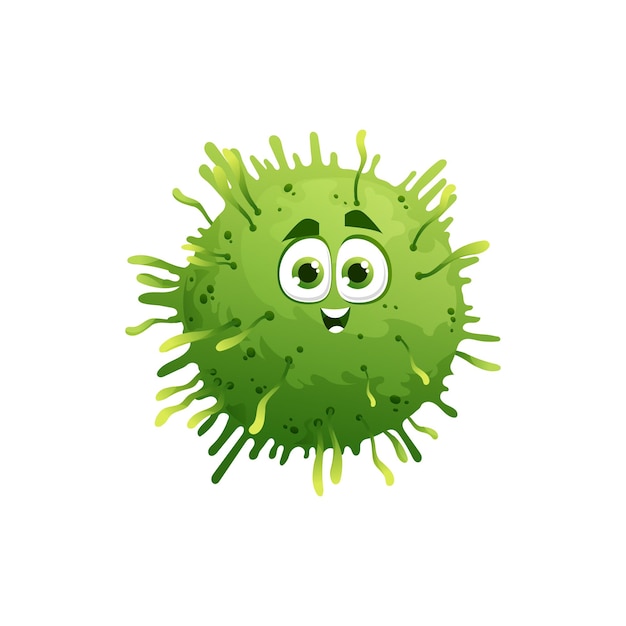 Cellule Verte De Vecteur De Personnage De Coronavirus De Dessin Animé