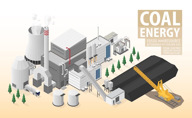 La Centrale électrique Au Charbon Avec Graphique Isométrique