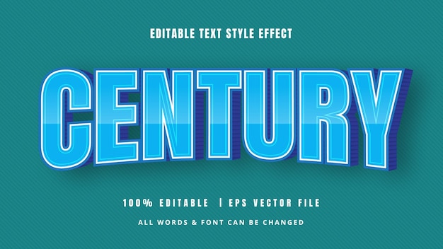 Century Vintage Retro 3d Text Style Effect Style de texte d'illustrateur modifiable