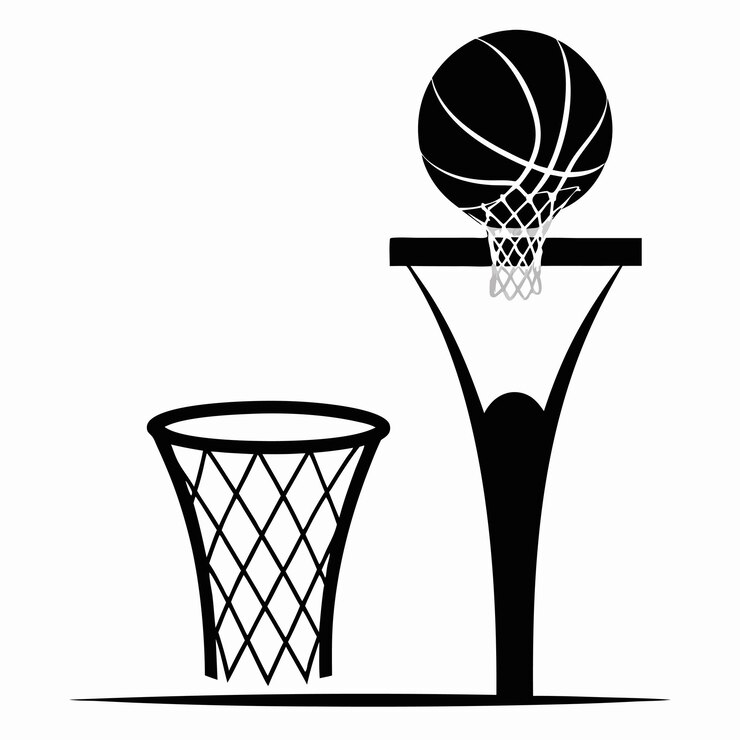Vecteur un cerceau de basket-ball et un cercle de basket-bal avec un panier à l'arrière-plan