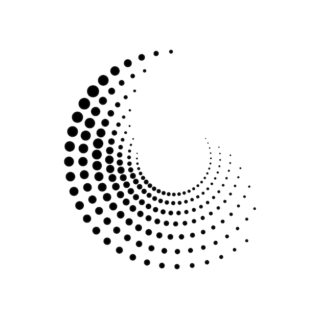 Vecteur cercle abstrait motif demi-teinte noir et blanc