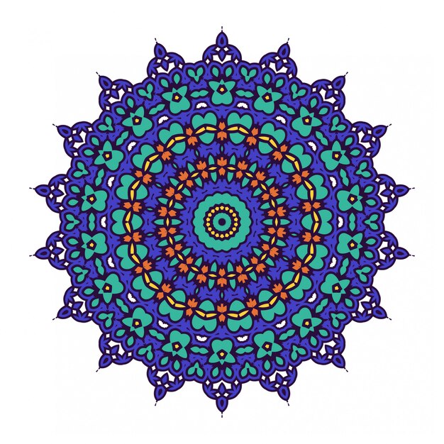 Cercle abstrait rond coloré avec style mandala