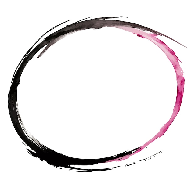 Vecteur cercle aquarelle noir et rose dessiné à la main