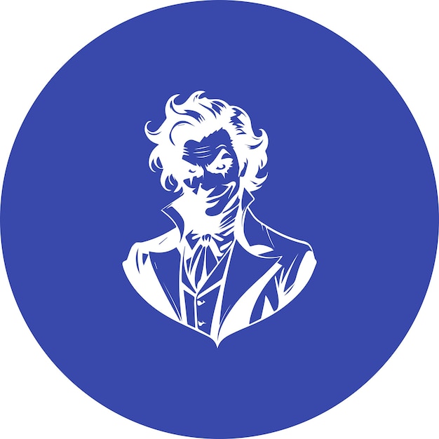 un cercle bleu avec un visage d'homme et un cercle Bleu avec un homme au milieu