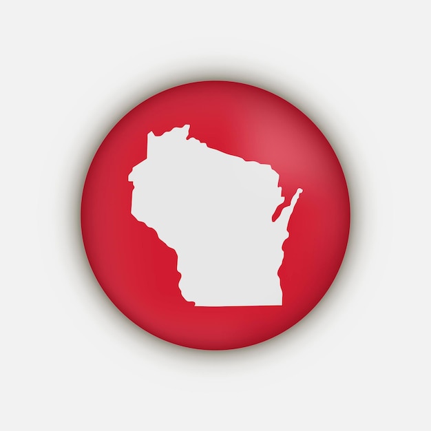 Cercle de carte d'état du Wisconsin avec ombre