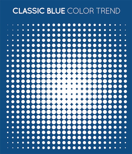 Vecteur cercle de couleur tendance bleu classique en demi-teinte illustration vectorielle de motif de points demi-teintes