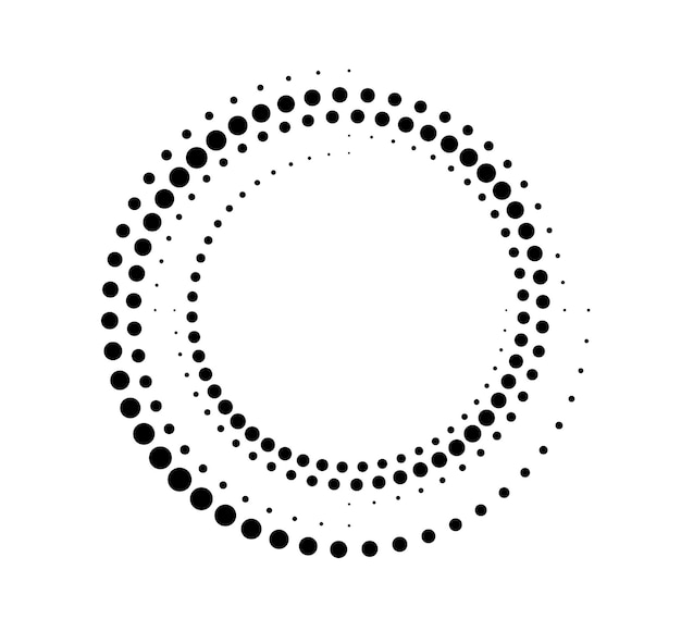 Vecteur cercle de dégradé en pointillé effet de demi-teinte cadre pointillé circulaire chargeur rond de progression cercle de demi-teinte illustration vectorielle isolée sur fond blanc