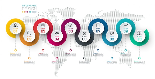 Cercle étiquette Infographique Avec étape Par étape.