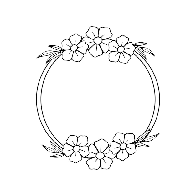 Vecteur un cercle de fleurs avec des feuilles et des fleurs