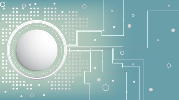 Cercle HUD blanc Ligne abstraite et fond de points Carte mère et carte mère de carte de circuit imprimé de technologie