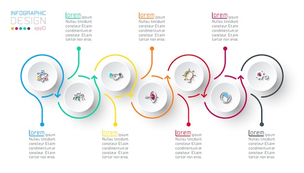 Cercle Infographie étiquette Avec étape Par étape.