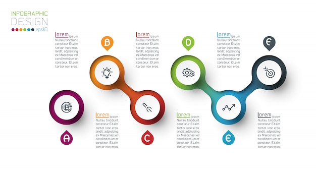 Cercle Infographie étiquette Avec étape Par étape.