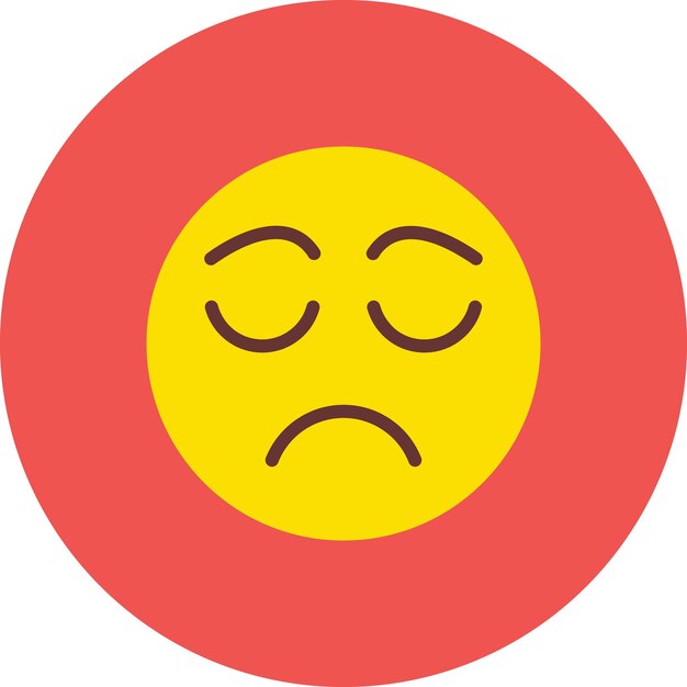 un cercle jaune et rouge avec un visage triste et les mots triste