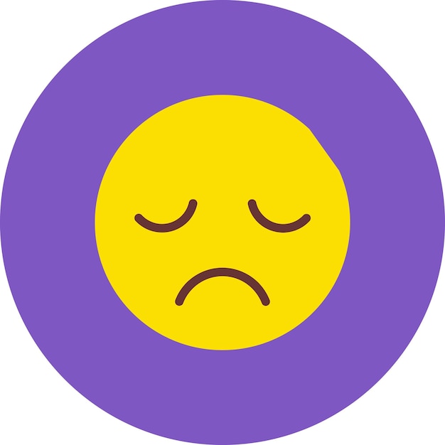 un cercle jaune et violet avec un visage triste
