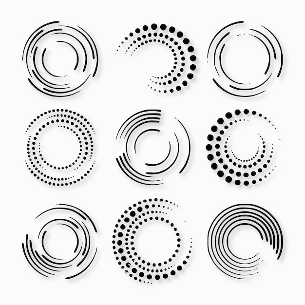 Le cercle des lignes de vitesse pointillées à demi-ton
