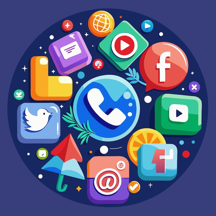 Vecteur un cercle de médias sociaux avec facebook et facebook