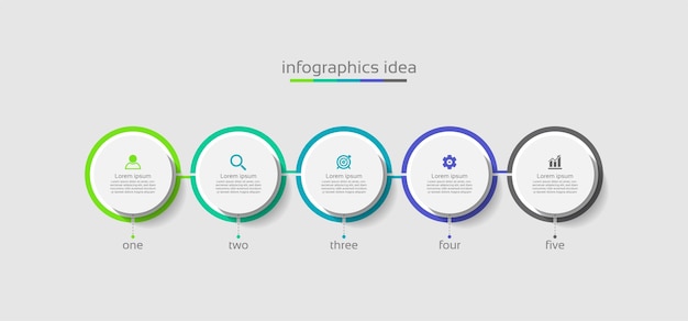 Cercle De Modèle D'entreprise Infographique Plat Coloré Avec Cinq étapes
