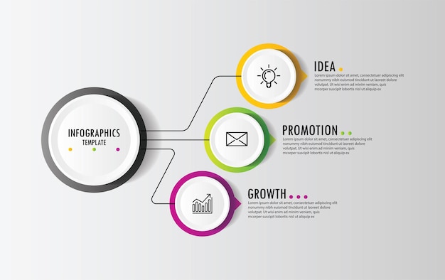 Cercle De Modèle D'infographie De Présentation Entreprise Avec 3 étapes