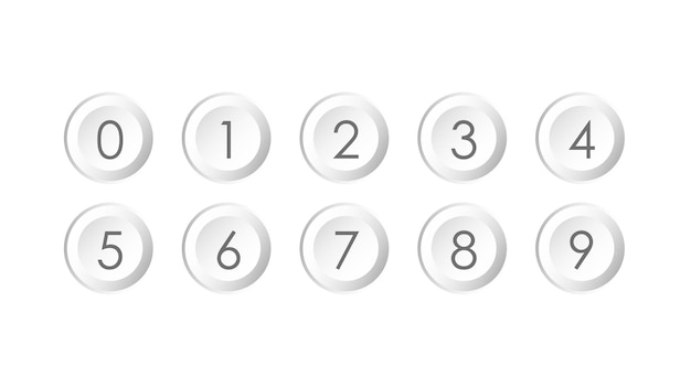 cercle ombragé 3d ensemble de nombres dégradé gris numérique 0 à 9