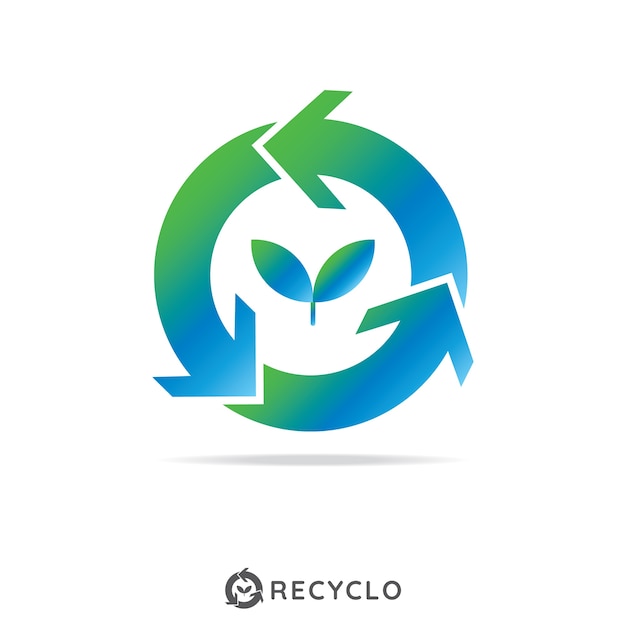 Cercle Recycler Avec Le Concept De Logo De Feuille De Croissance. Modèle De Logo