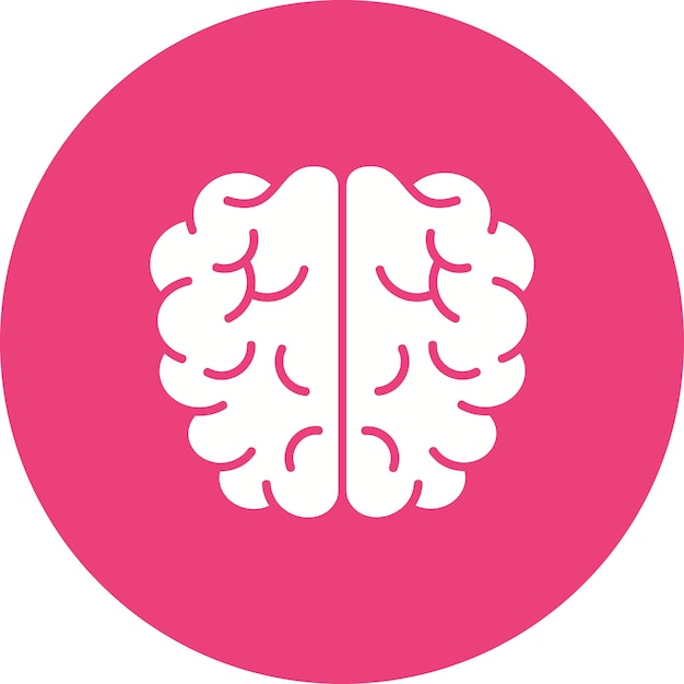 Un cercle rose avec un cercle rose qui dit cerveau