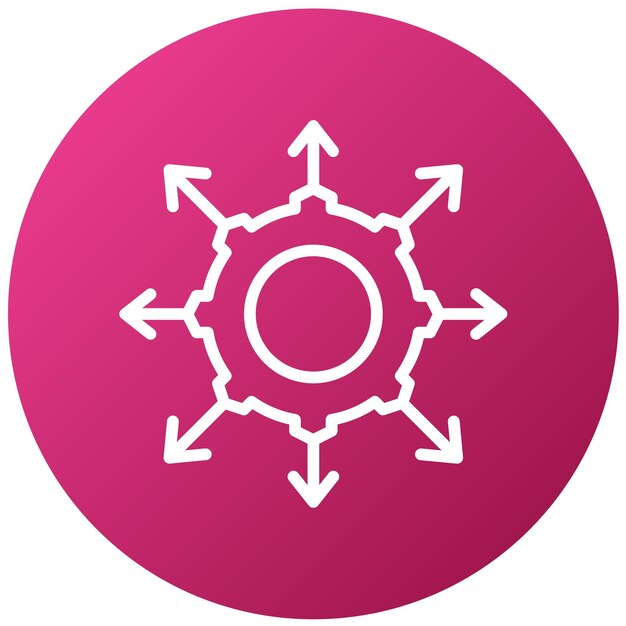 un cercle rose avec des flèches est étiqueté o