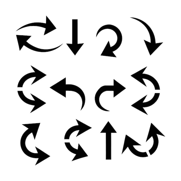 Cercle et rotation des icônes à flèches Vector pour la conception d'affaires et de processus Sketch Arrow Vector Icons Set