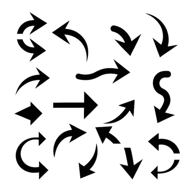 Cercle et rotation des icônes à flèches Vector pour la conception d'affaires et de processus Sketch Arrow Vector Icons Set