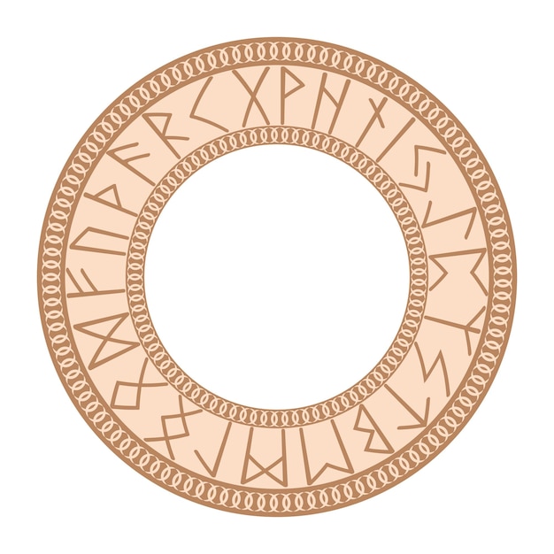 Vecteur cercle runique un ancien symbole slave orné de motifs scandinaves design de mode beige