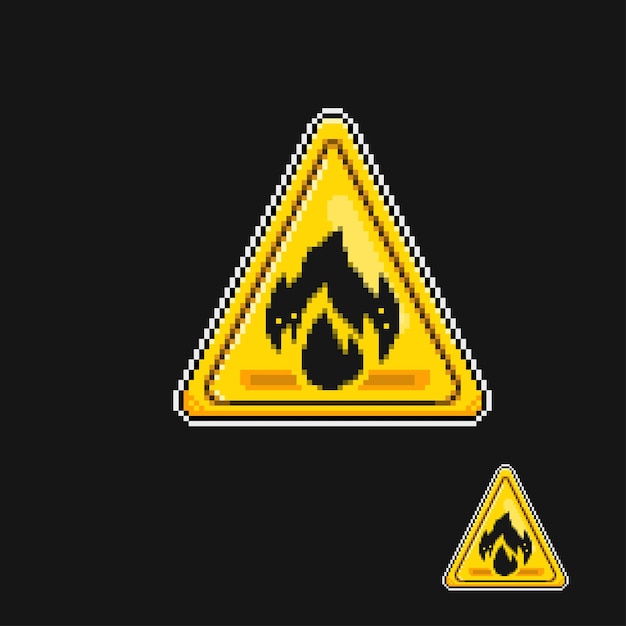 cercle signe inflammable dans un style pixel art