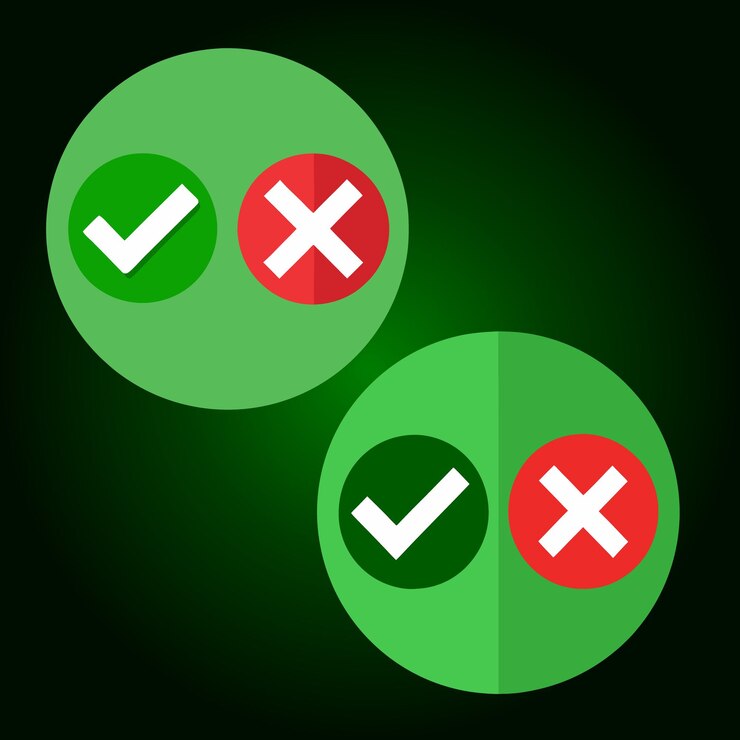 un cercle vert avec une croix et un autocollant rouge