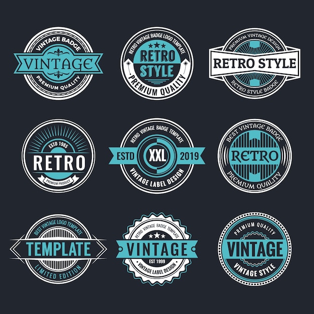 Vecteur cercle vintage et retro badge design collection