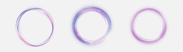 Cercle violet brillant sur fond blanc Anneau brillant Cadre violet rond avec une lueur brillante