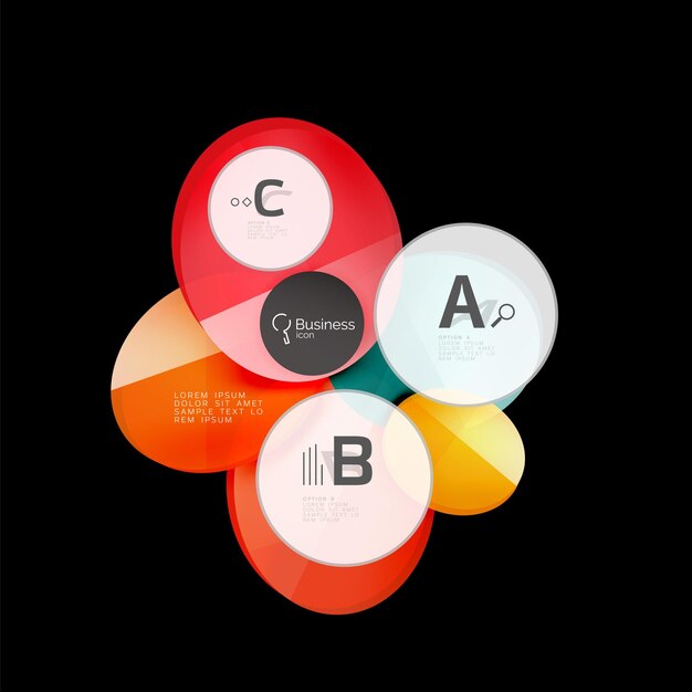 Vecteur des cercles abstraits sur une bannière d'éléments de verre noirs