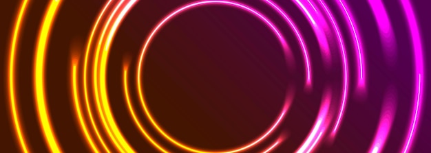 Des cercles au néon brillants, un fond abstrait, une bannière vectorielle.