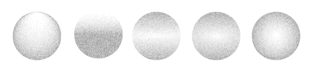 Des cercles de bruit en gradient constitués de grains Un motif rond en demi-teinte d'éléments pointillés avec une gradation