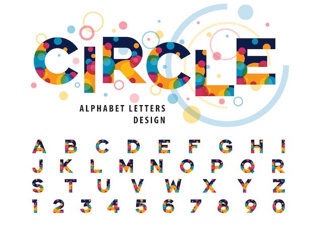 Cercles Colorés Abstraits à L'intérieur Des Lettres Et Des Chiffres De L'alphabet