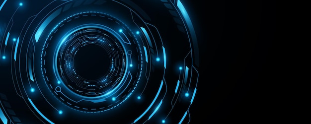 Cercles HUD lumineux numériques Tableau de bord virtuel futuriste affichage Cyber circuit imprimé avec effets de lumière GUI et UI design pour votre projet Illustration vectorielle EPS 10
