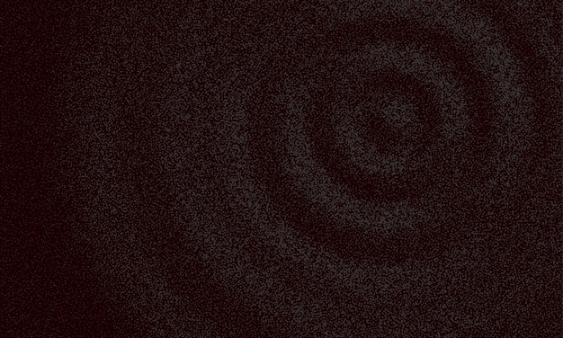 Cercles de sable de grain d'onde d'ondulation dotwork fond de vecteur noir dégradé de bruit Points de grain ou motif de cercles d'onde d'ondulation de sable sur fond de bruit granuleux abstrait