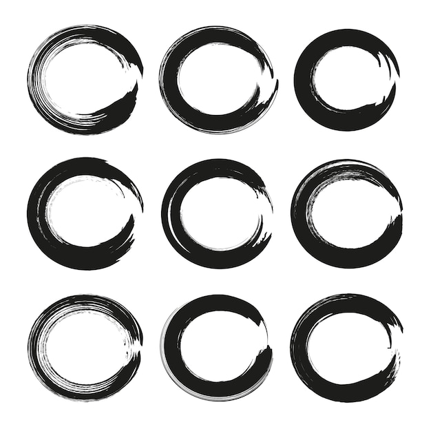 Les cercles sont constitués de cadres de peinture à texture noire isolés sur wh