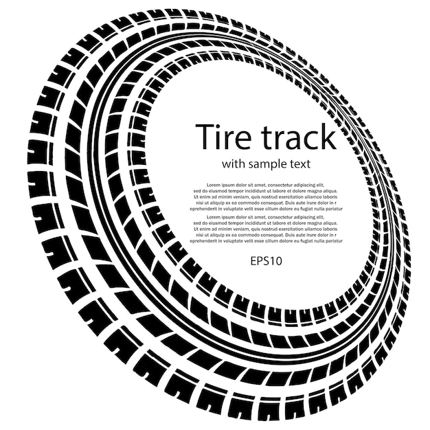 Vecteur cercles de traces de pneus avec texte