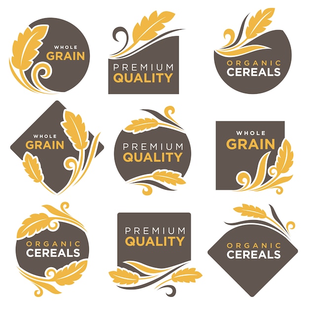 Vecteur céréales produits biologiques vector icons icons set
